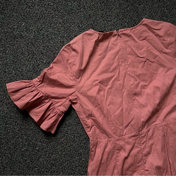 ENGLISH FACTORY Mauve Pink Ruffle Sleeve Flutter Mini A-Line High-Waist Dress S - Picture 4 of 16